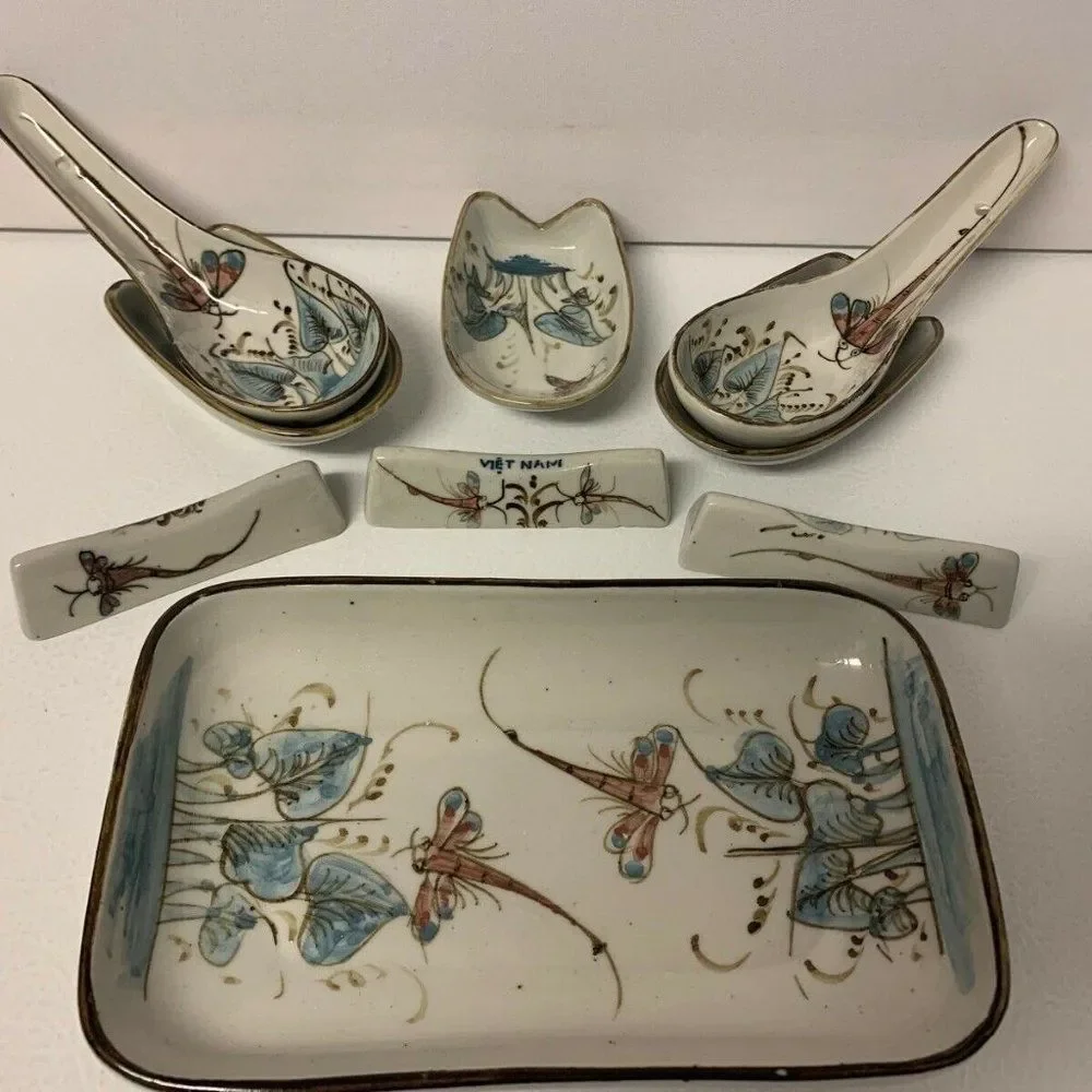 Vintage Set Asian Spoon Chop Stick Rest